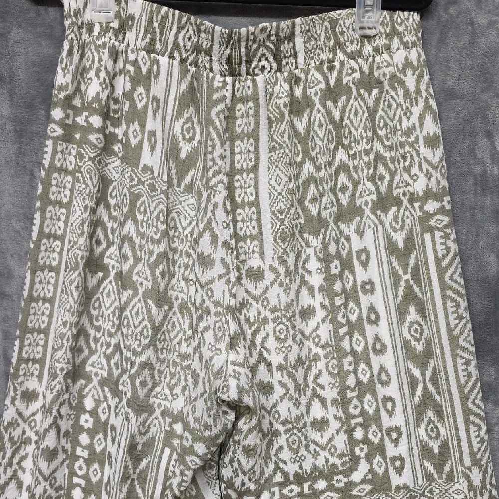 Mlle Gabrielle Olive Green and White Wide Leg Palazzo Pants sz XL - Picture 5 of 9
